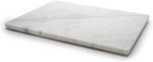 White marble rectangular cutting board with gray veining
