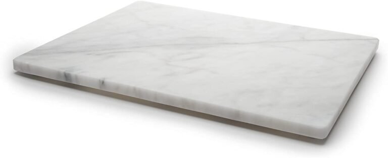 White marble rectangular cutting board with gray veining