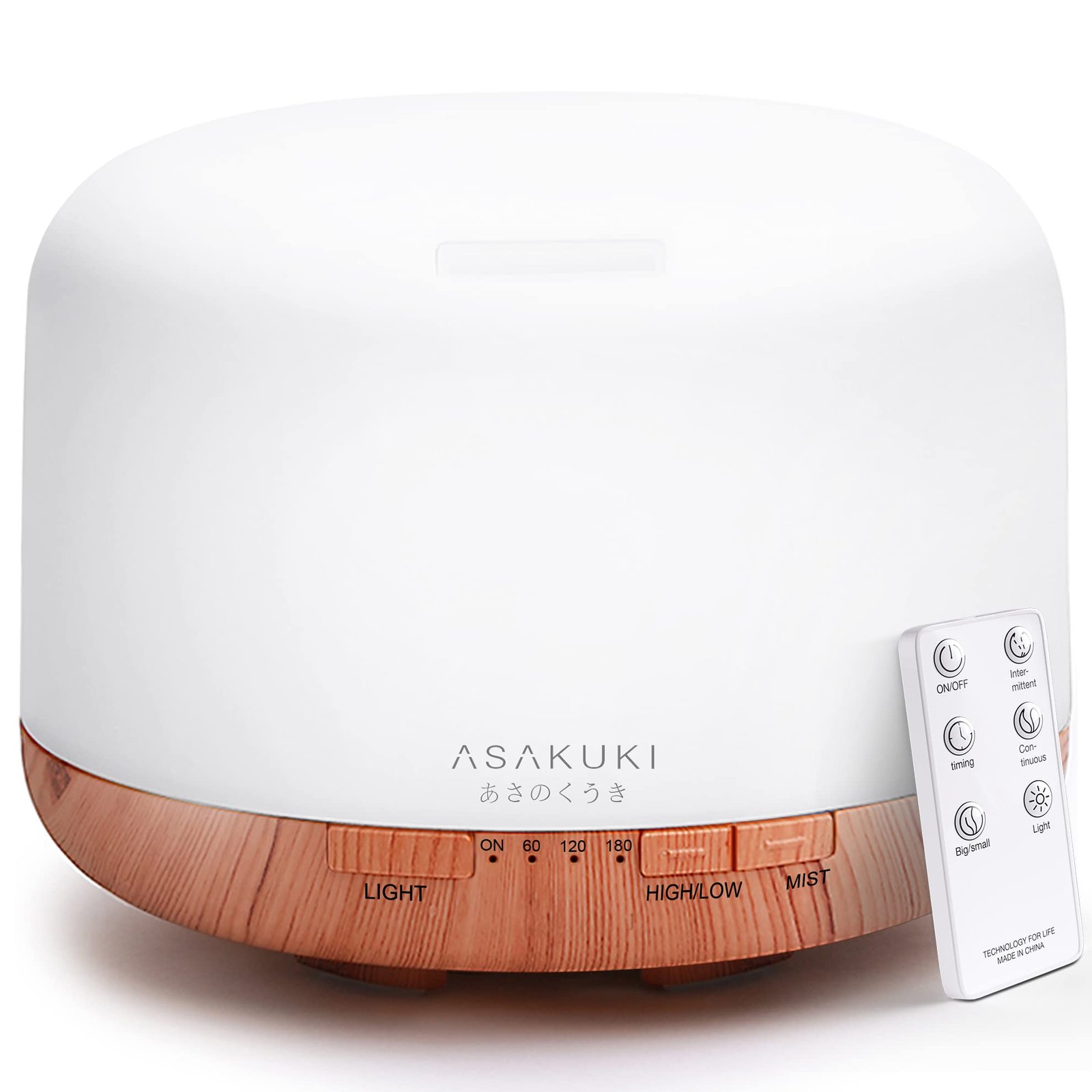 White and wood grain essential oil diffuser with remote control