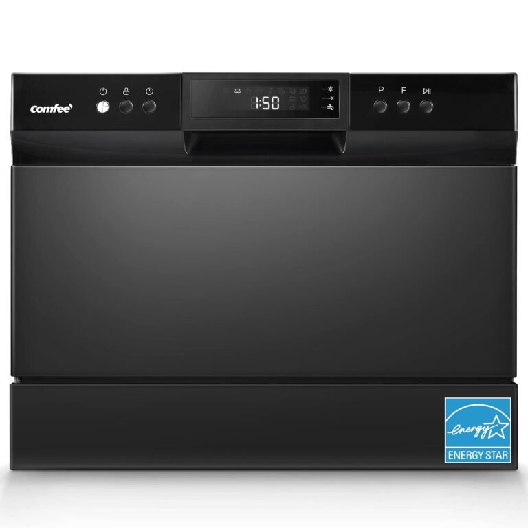 Black Comfee dishwasher with digital display and Energy Star logo