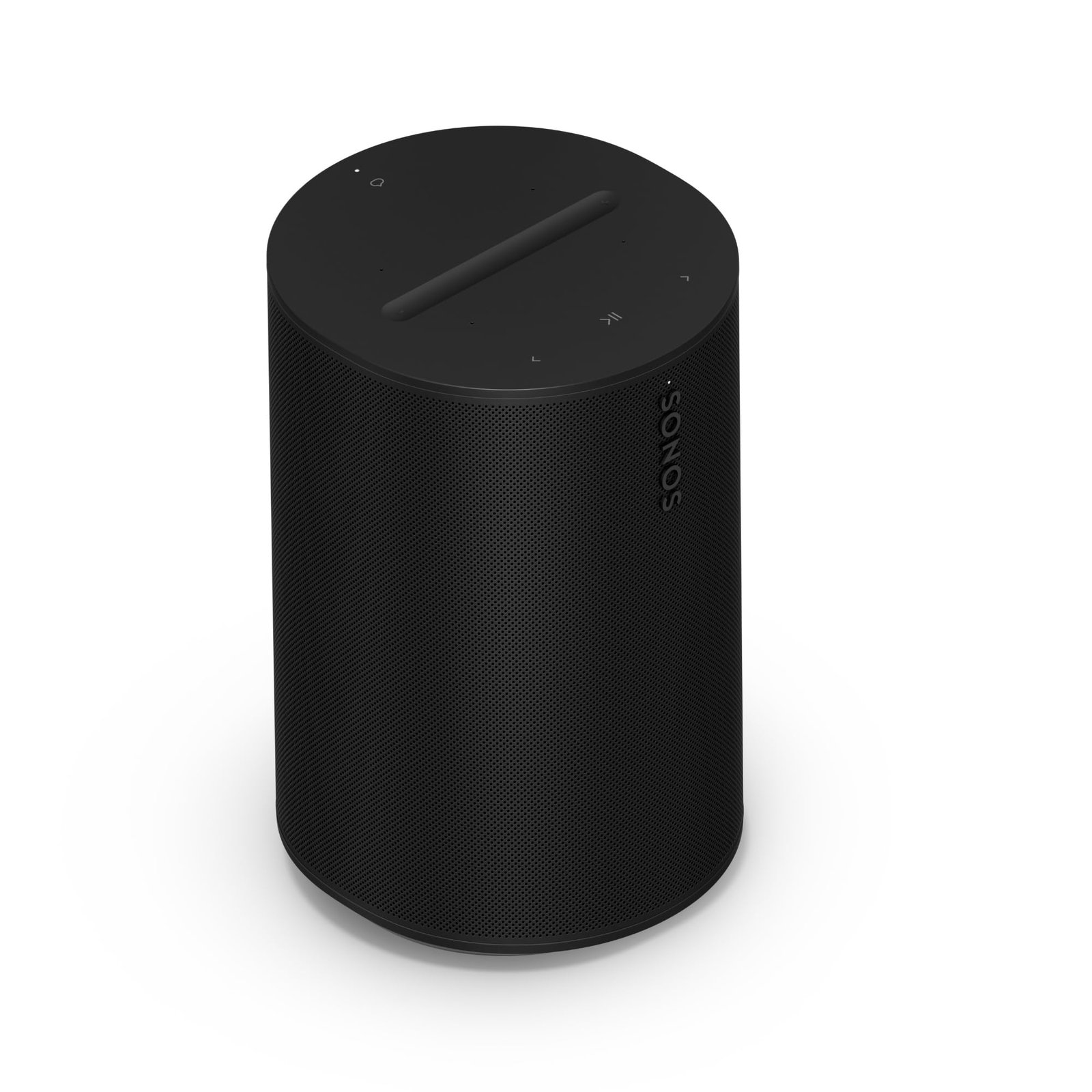 Black Sonos cylindrical speaker with touch controls on top