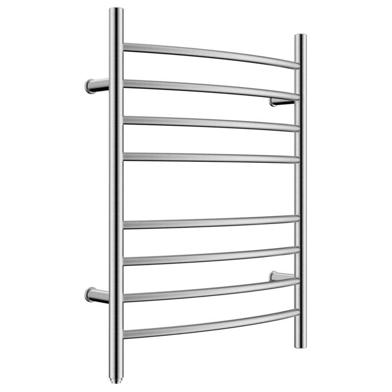 Stainless steel towel warmer with curved horizontal bars
