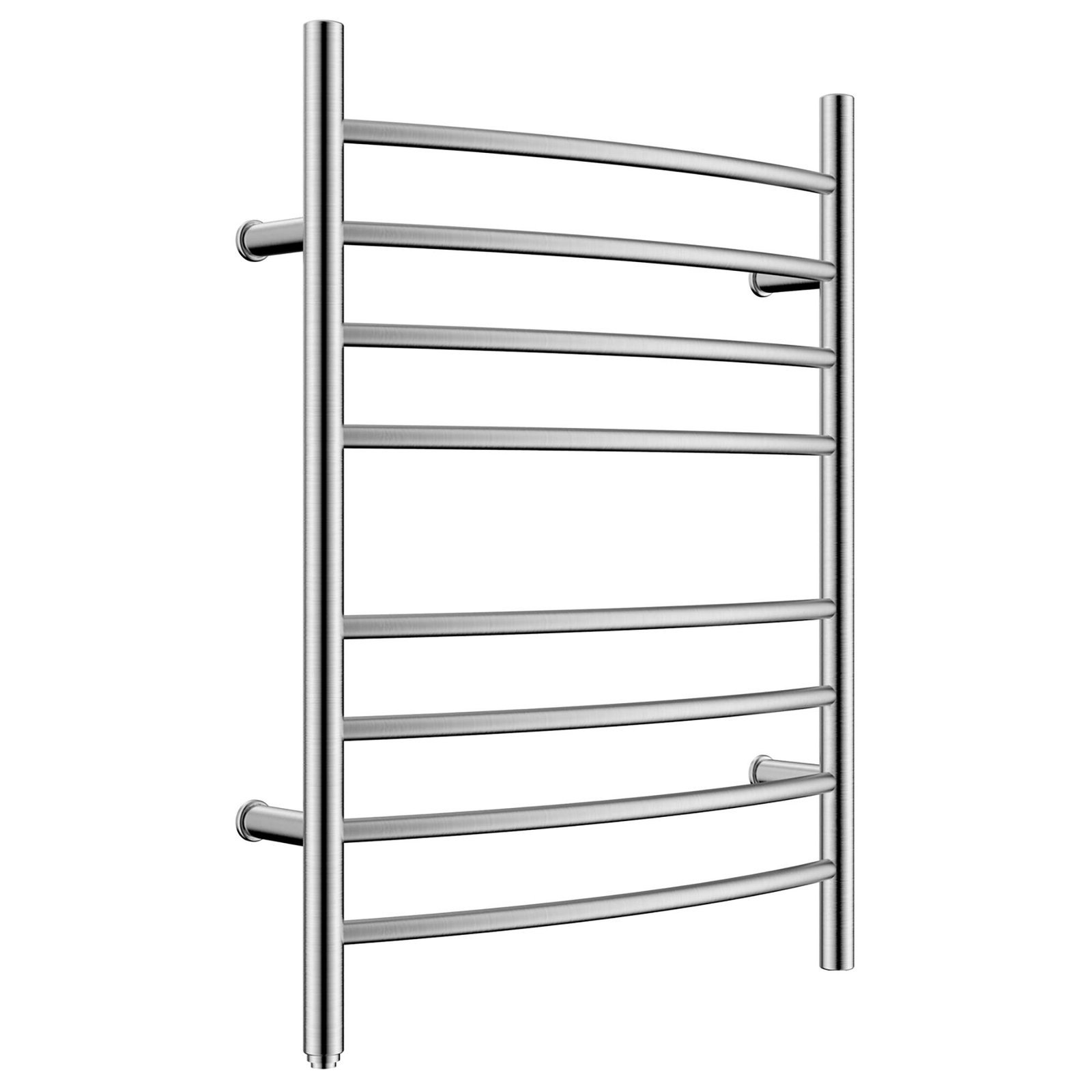 Stainless steel towel warmer with curved horizontal bars