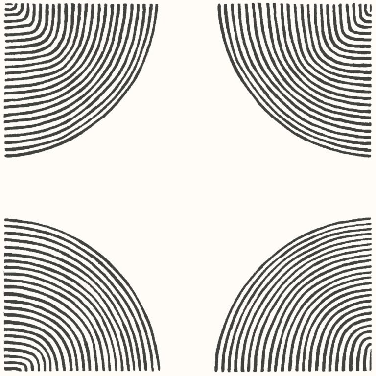 Black and white abstract design with four curved line segments