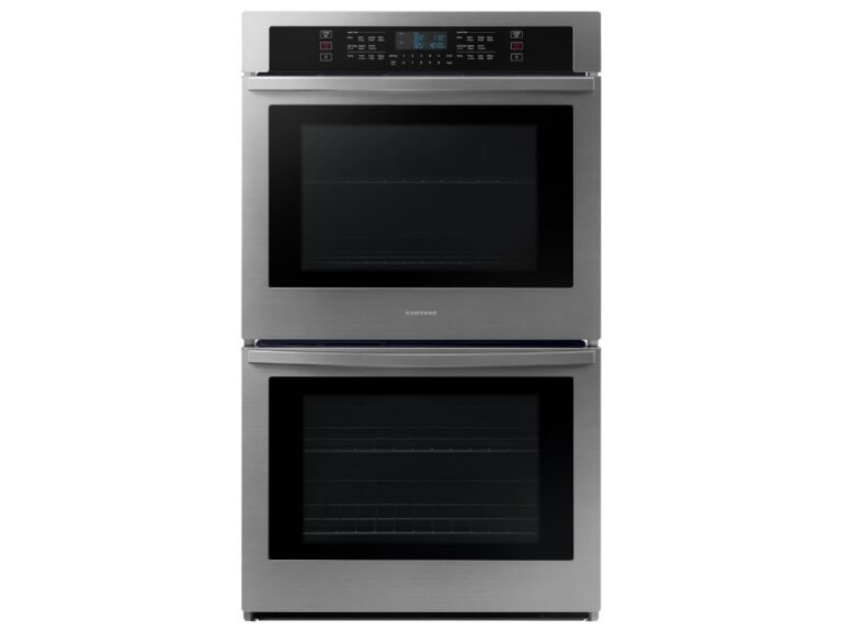Stainless steel Samsung double wall oven with digital display